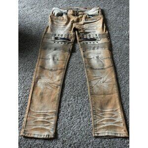 Lion Dynasty Jeans Mens Denim Grunge Moto Riding Hip Hop Studded Slim Size 38x31